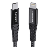 Ambrane Type-C to Lightning USB Cable, 22.5W Fast Charging, 480Mbps Data Sync Cable Compatible with iPhone, iPad, Macbook, iMac, AirPods, 1.25m (ABTL-125 Black)